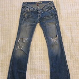 BKE Stella 27x33.5 distressed boot cut jeans